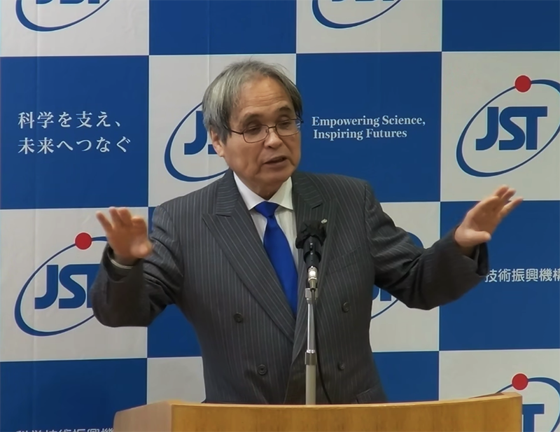 会見する橋本JST理事長