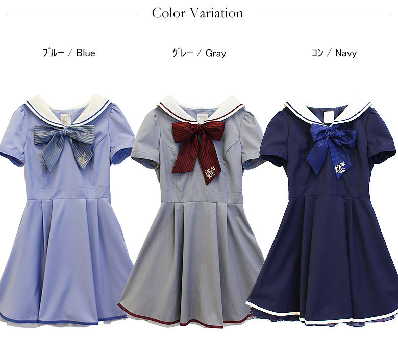 バックリボンセーラー襟ワンピース Cos Time