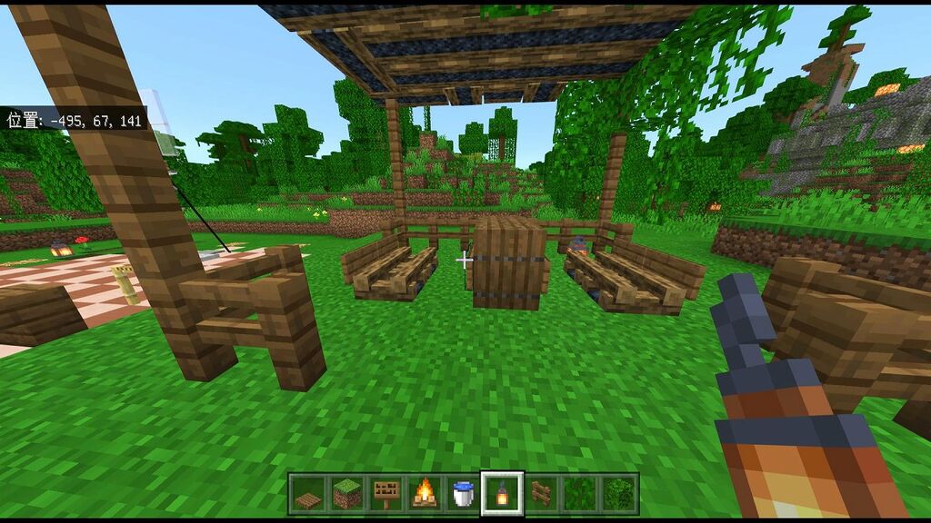 Minecraft マイクラ建築塾 08 公園にあるオシャレな屋根付きベンチ 山椒はこつぶでも