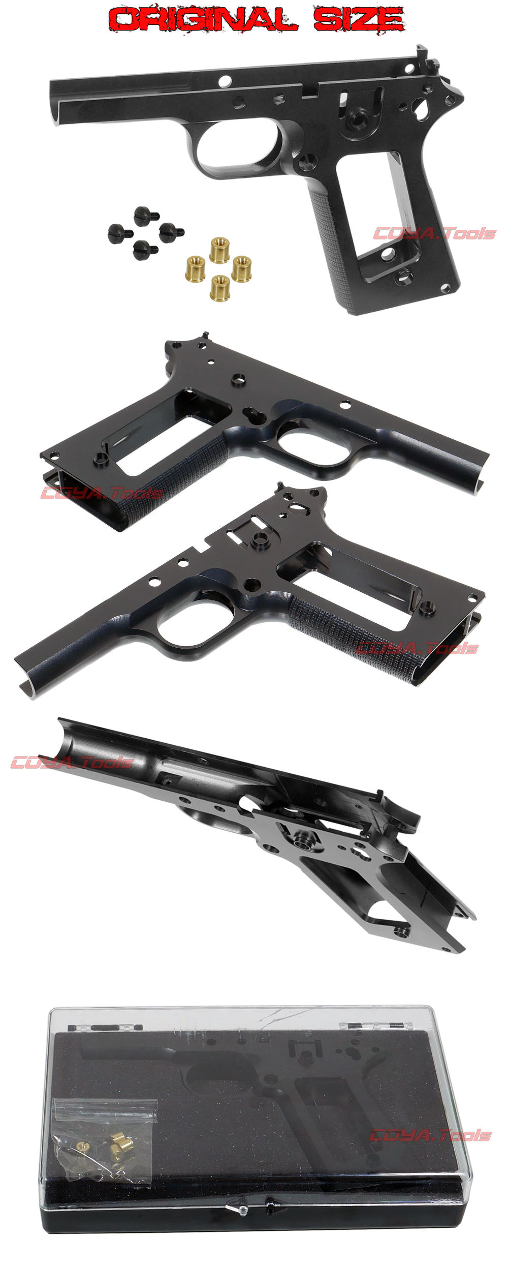 KF AIRSOFT製 マルイ M1911系用 アルミ フレーム BK(MEU