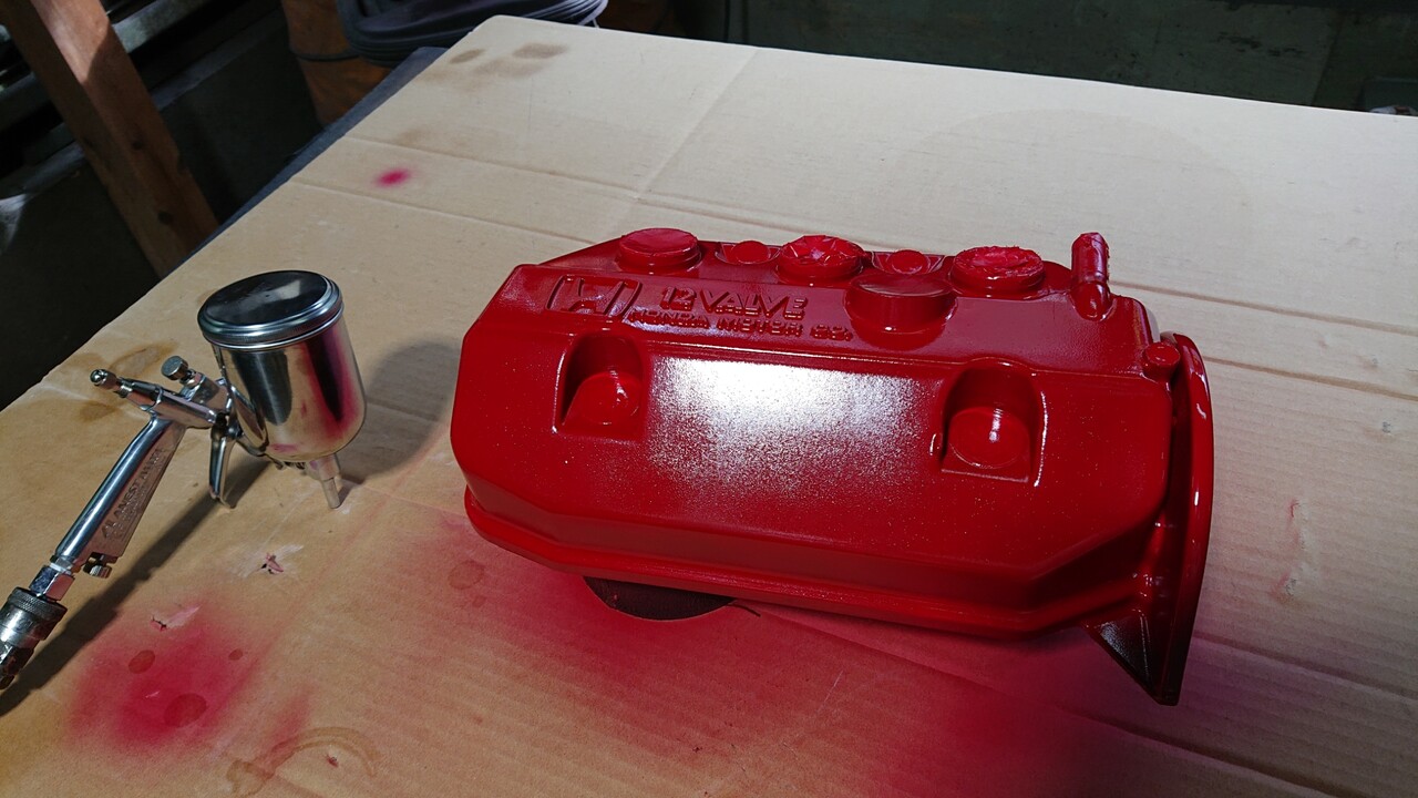 ホンダ トゥデイ エンジン ヘッドカバー 結晶塗装 赤 レストア タイプR風 ホンダ トゥデイ エンジン ヘッドカバー 結晶塗装 赤 レストア