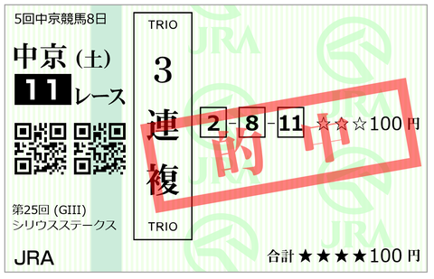 中京11R 3連複