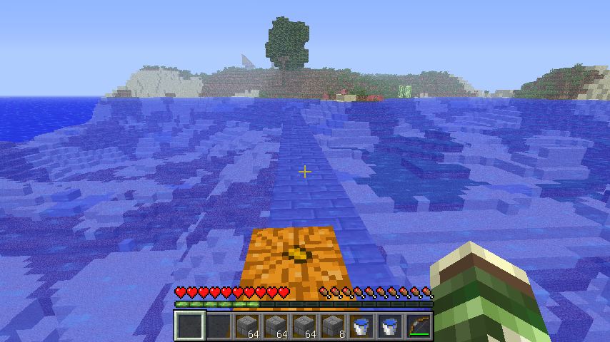 ミニ城と対岸をつなぐ道 水上なので橋風に Minecraft クラフト生活記