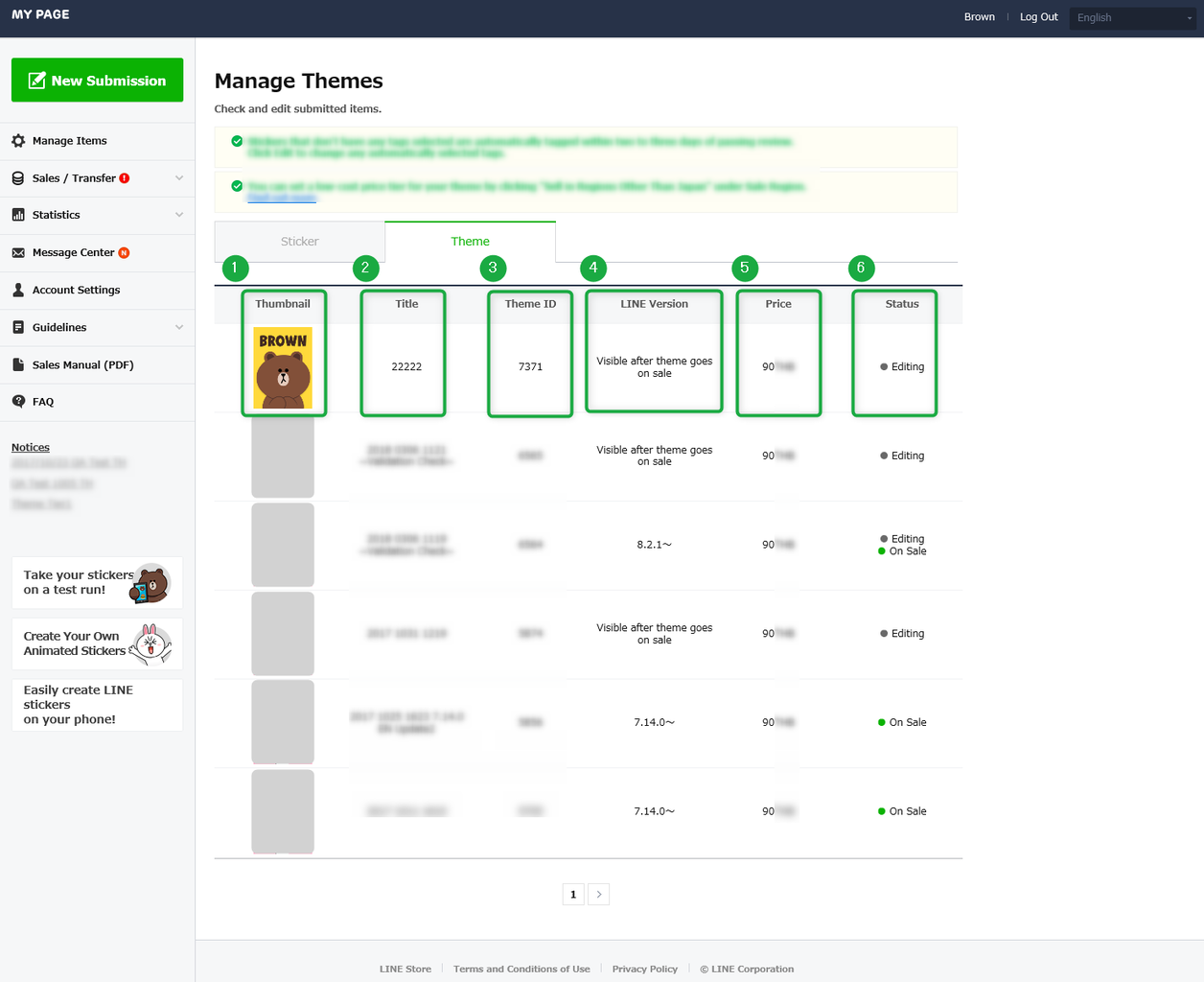 Managing your themes : LINE Creators Market Manual
