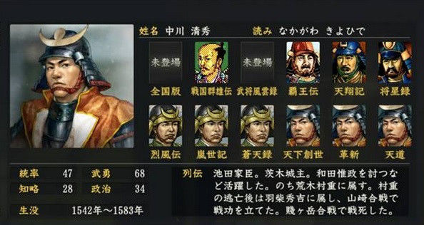 おんｊ 人物伝 摂津の武将 中川清秀について語ろう ニワカ歴史オタ
