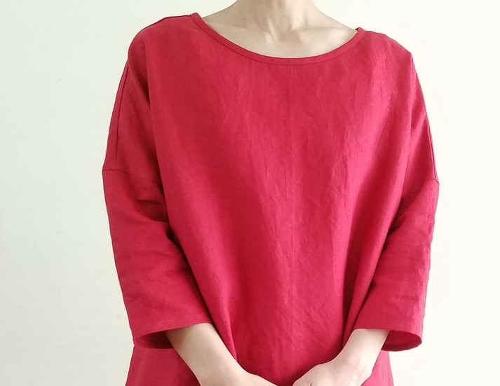 Minneの 注目作品ピックアップ に掲載されています Check Stripe赤いリネンのワンピース 洋服を作る人 Crochetpicot