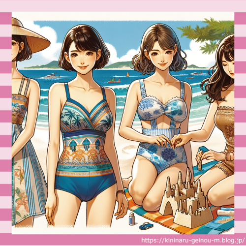 水着4人