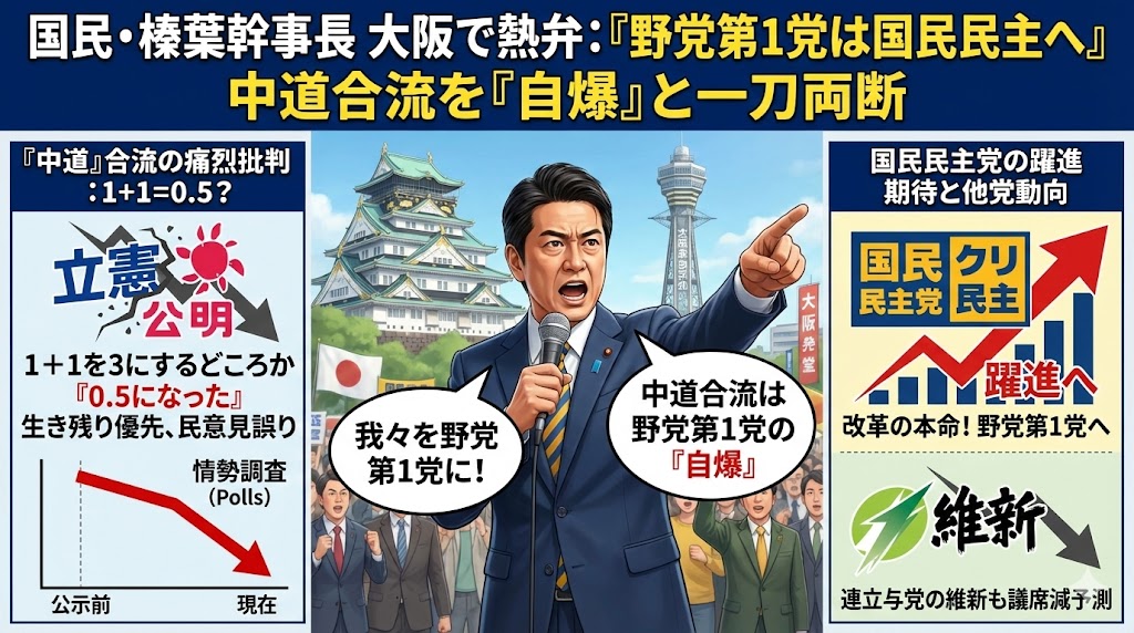 【速報】国民・榛葉幹事長「野党第1党は自爆、あいつらどこ見てるんだろ」　野党最大勢力へ