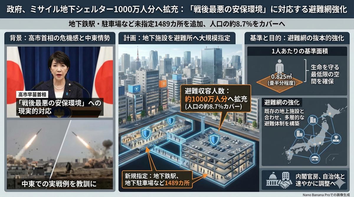 【国民厳選ｷﾀ━(ﾟ∀ﾟ)━!】パヨさん、このシェルターはもう一杯です　日本国政府1000万人はいれるシェルター建造「10％弱の人口カバーを想定」