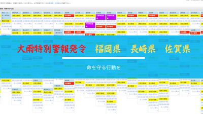 大雨特別警報発令 福岡県 長崎県 佐賀県