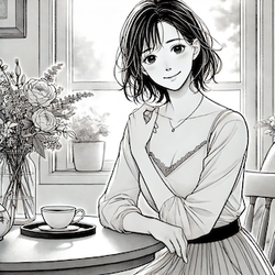 s at a cozy desk with a gentle のコピー