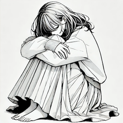 one on the floor, her arms wraのコピー