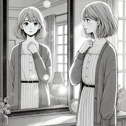 , holding her own gaze with a cのコピー