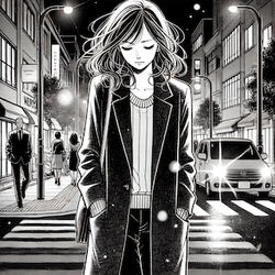 ucked in her coat pocketsのコピー