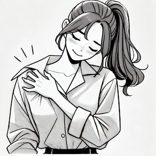 , wearing a shirt. The woman のコピー