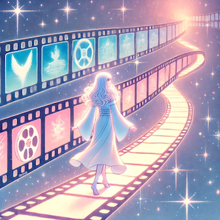  a glowing film strip or paのコピー