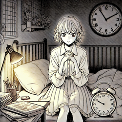 bed in a dimly lit roomのコピー