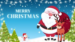 Red And Blue Illustrated Christmas Greetings Video