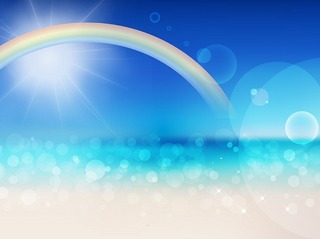 虹と夏の波辺