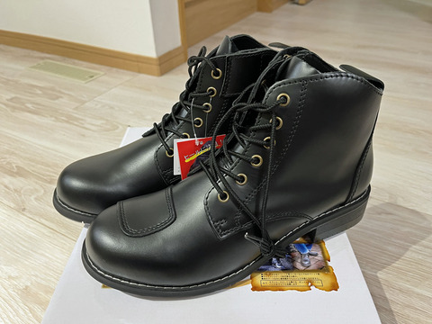 ワイルドウィング スワロー 厚底 ブラック×レッド 本革 バイクブーツ