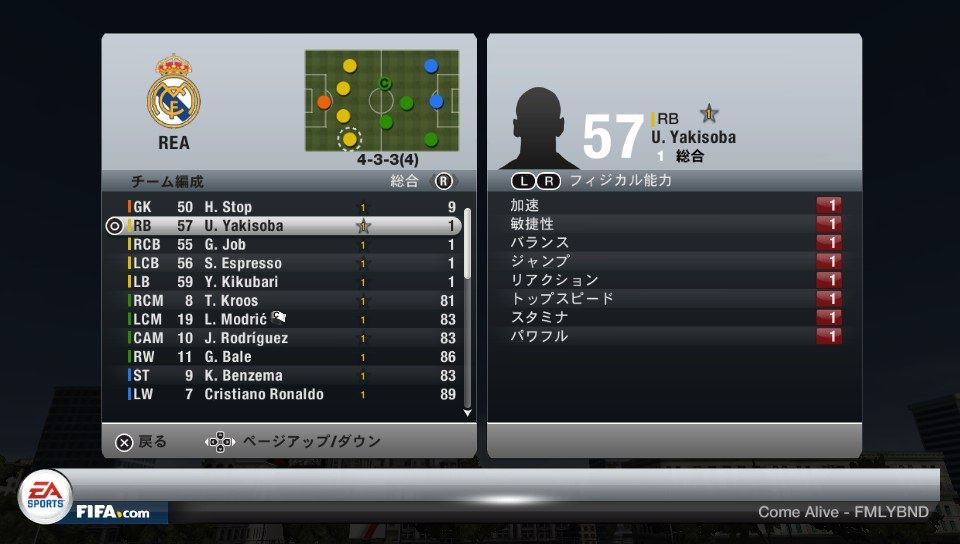 Fifa15実験 オリジナルチームの対戦 第１回きゅえすたトロフィー 367番研究室