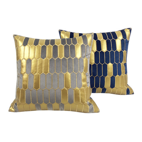 ゴージャスな青金灰金・クッションカバー2