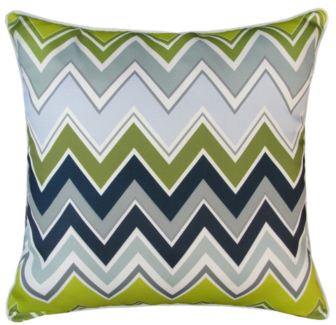 グリーンを含んだ波線模様のクッションカバー2