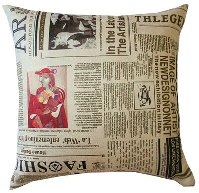 新聞風柄・クッションカバー