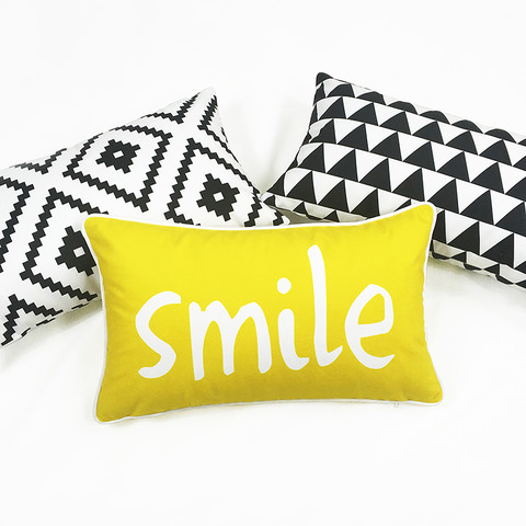 「smile」黄色のクッションカバー2