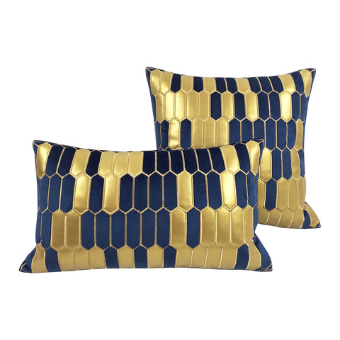 ゴージャスな青金灰金・クッションカバー