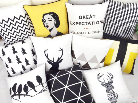 北欧風６羽の鳥・クッションカバー2