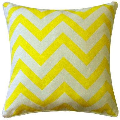 黄色の波線模様のクッションカバー
