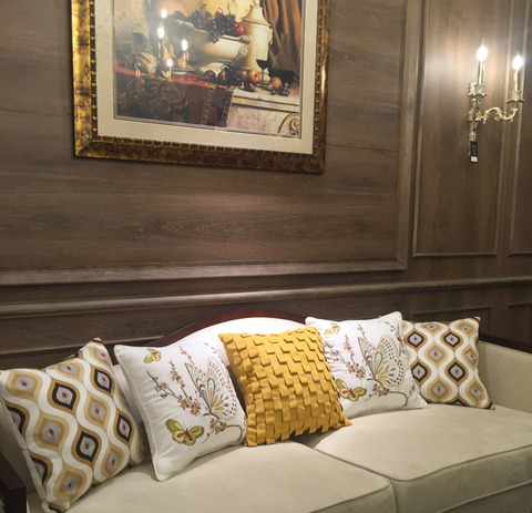 モダン・イエロー立体ひだ　クッションカバー3