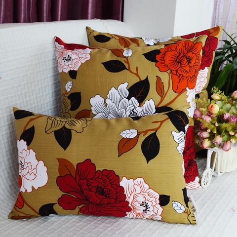 牡丹の花柄クッションカバー