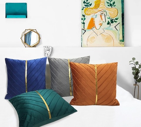 中央にラインの入ったクッションカバー