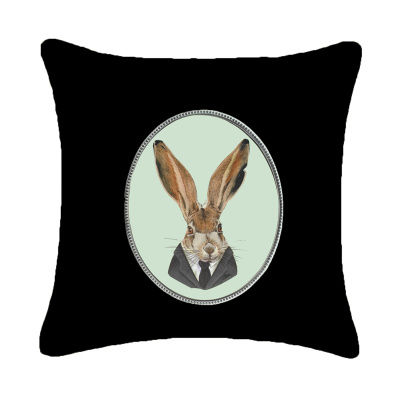 楕円の中に兎をあしらったクッションカバー