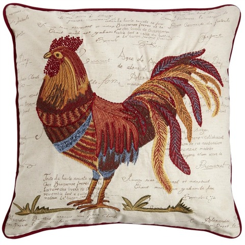 ニワトリの刺繍クッションカバー2