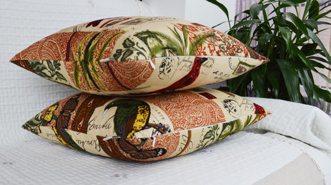 ヤシの木と鳥のクッションカバー3