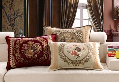 大きな長方形のジャガード刺繍クッションカバー