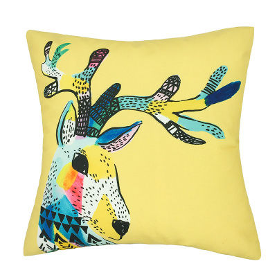 カラフルな鹿　クッションカバー