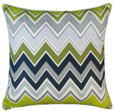 グリーンを含んだ波線模様のクッションカバー