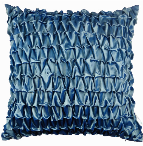 プリーツ三角濃いブルー・クッションカバー2