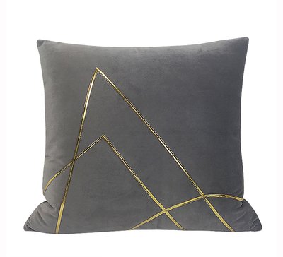 山を彷彿させる金色線クッションカバー[グレー]