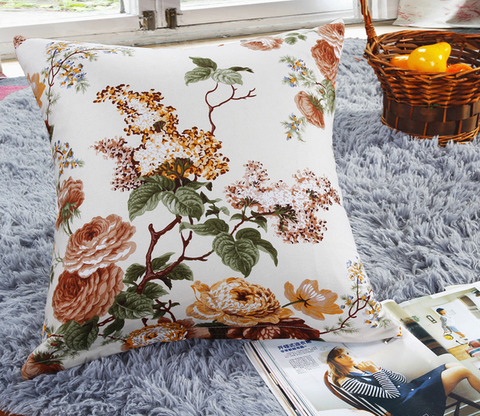 水墨画風、茶色柄のクッションカバー