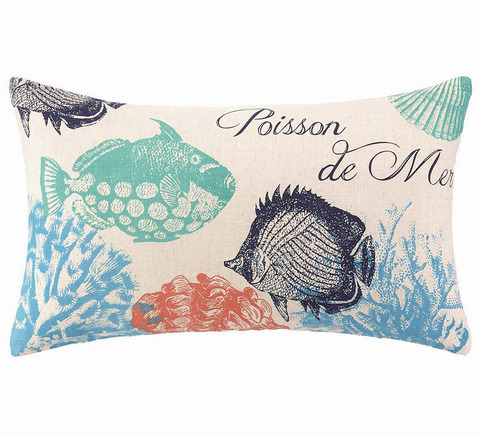 北欧風の魚のクッションカバー