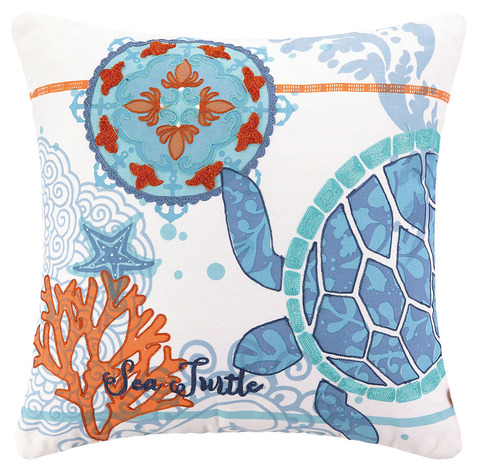 カメと海をモチーフにしたクッションカバー2