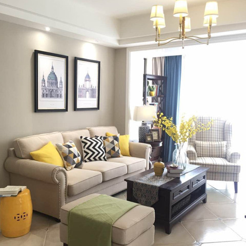 三角形のポップな幾何学柄のクッションカバー4