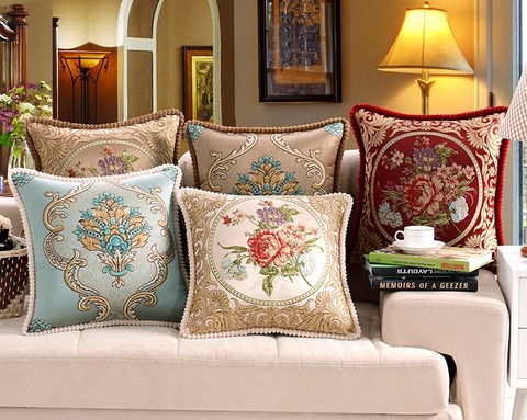 ヨーロッパのハイグレードジャガード刺繍クッションカバー