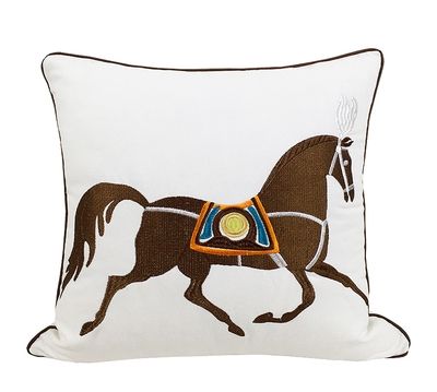 馬の刺繍クッションカバー