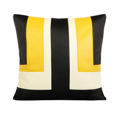 黄色、黒、白を使ったシンプルなクッションカバー